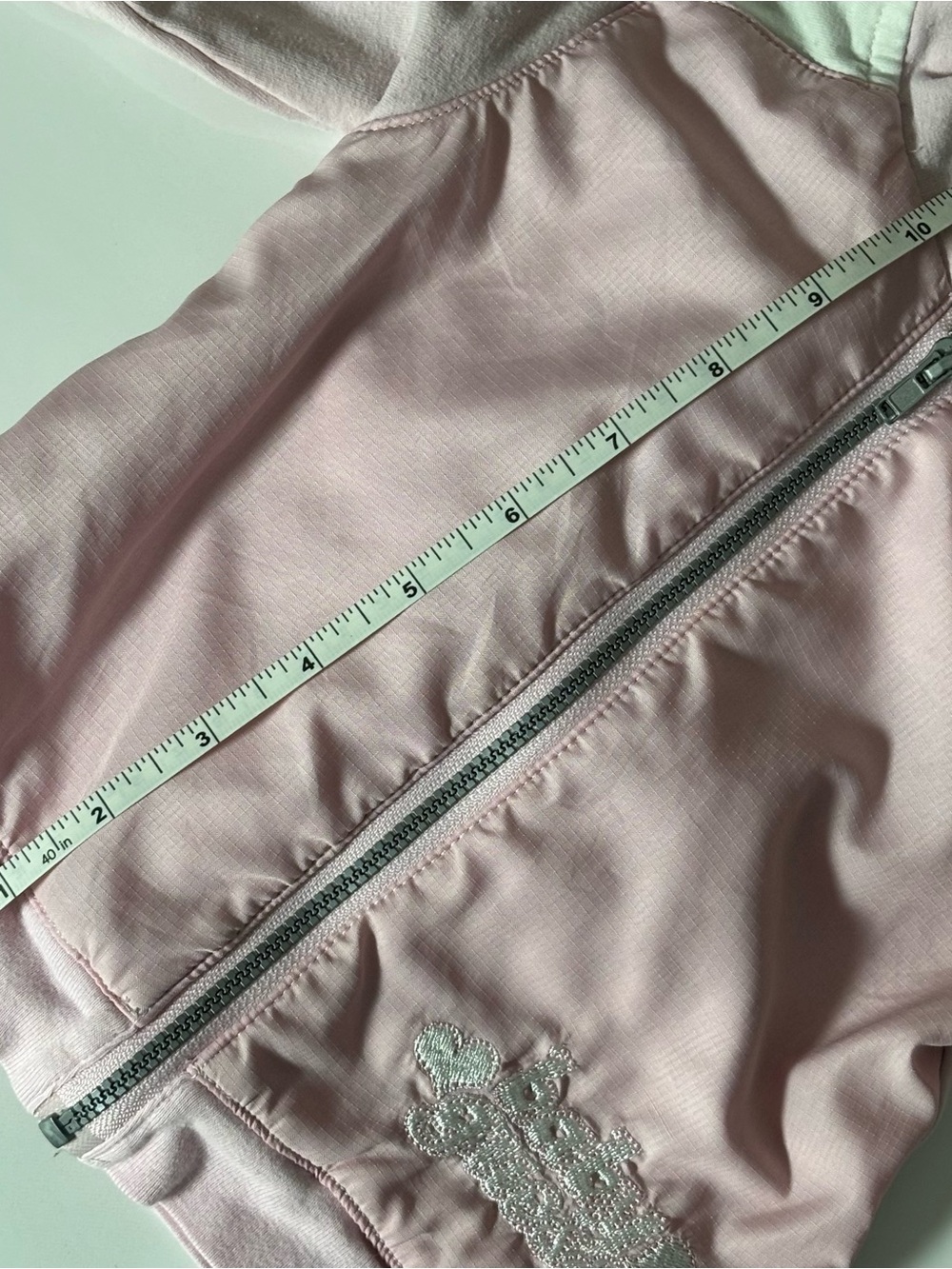 Vintage GUESS Baby Pink Varsity Fleece Zip Hoodie Coquette Designer Preppy Y2k - Picture 9 of 10